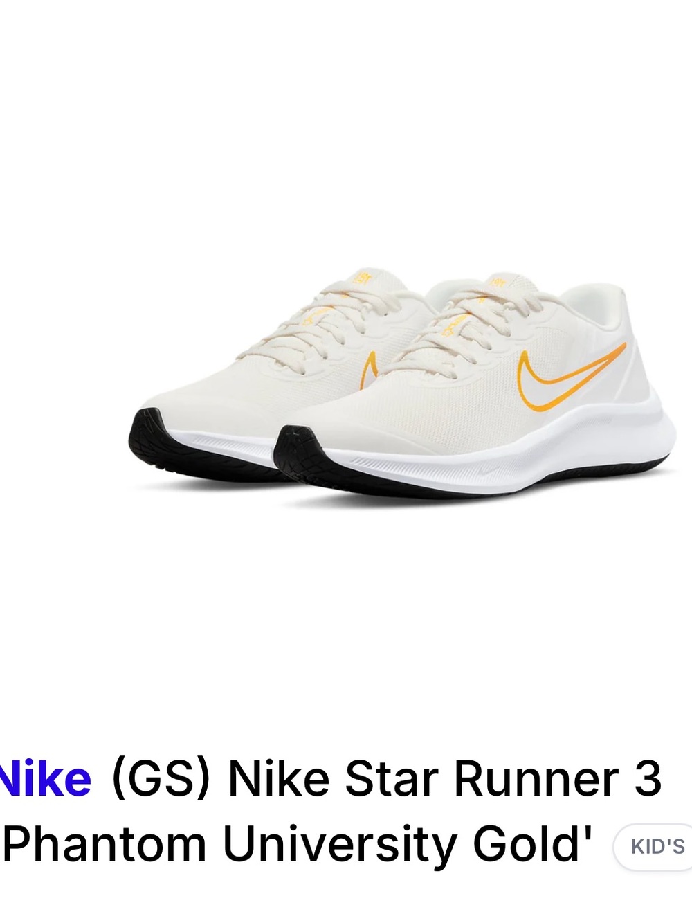 SZ 4Y Nike White Sneakers with Orange Swoosh - Picture 5 of 11